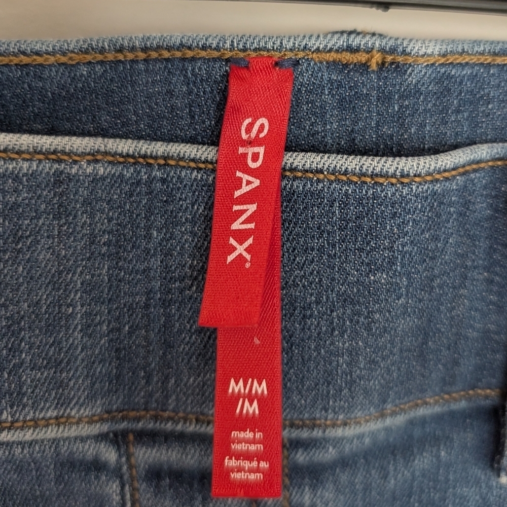 Spanx Flare Jeans Womens Medium Blue Pull On Stretch Shapewear Pants - Picture 6 of 12